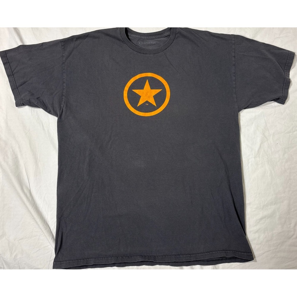 Converse Mens T-Shirt Faded Black Graphic Logo Crewneck Short Sleeve XL